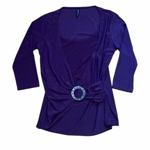 Jason Maxwell 1/4 sleeve blouse purple large